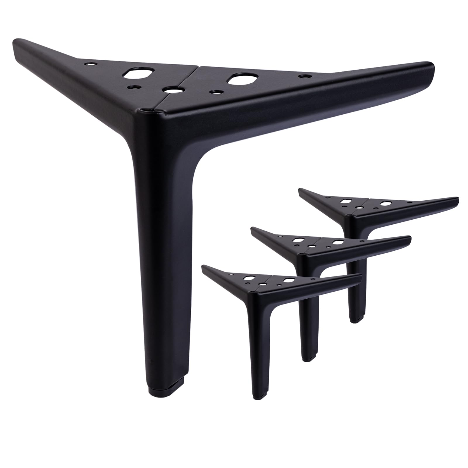 Anterrific 12 cm/4.7 inch Matte Black Furniture Legs, Metal Legs for Furniture Set of 4, DIY Replacement for Sofa, Cabinet, Ottoman, Table, Night stand and Dresser Legs (Matte Black, 12 cm)