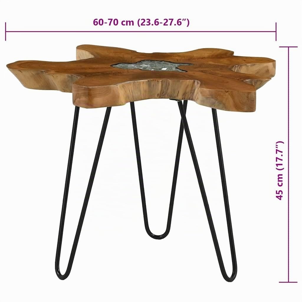 vidaXL Mesa de Centro de Madera Maciza de Teca y polirresina 70x45 cm