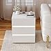 homary 3-Drawer LED Smart Nightstand with Wireless Charging, USB & Type-C Ports – Modern White Bedside Table with Storage and Adjustable Light, Bedroom Night Stand with Glossy Stainless Steel Base