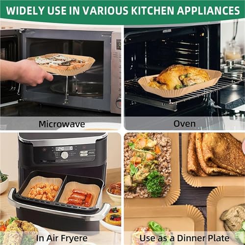 Papel de freidora de aire rectangular desechable de 300 unidades resistente al aceite de cocina 6