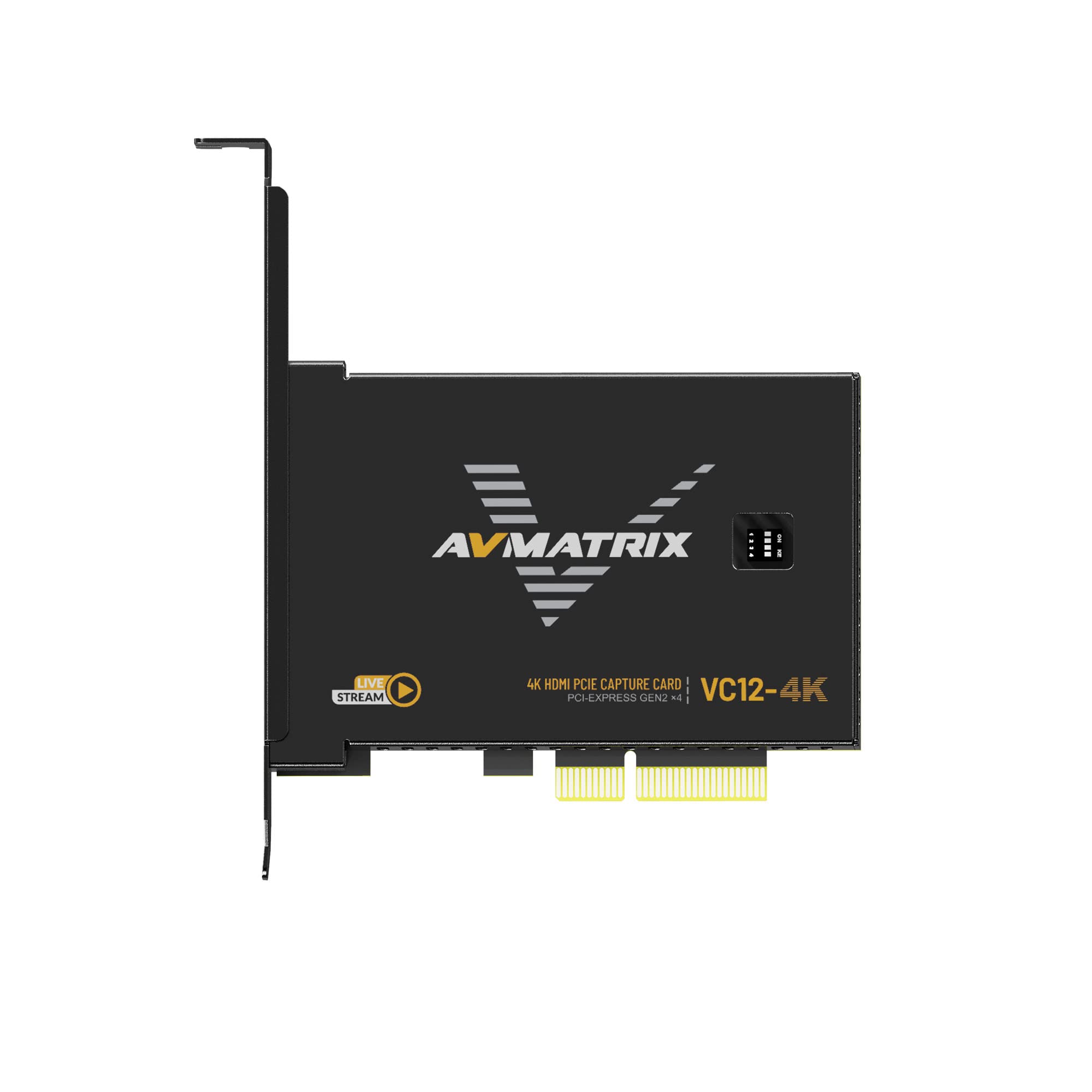 AVMATRIX VC12-4K 4K HDMI PCIE Capture Card 1-Channel HDMI 2.0 Input Loop-Out Input and Capture Support up to 4K60 with bit Rates up to 800Mbps Support YUY2 uncompressed Video