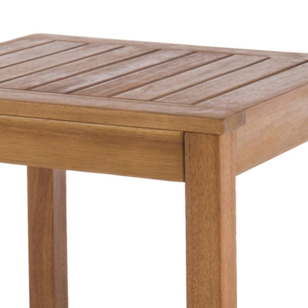 LOLAhome Mesa Auxiliar Cuadrada 40x40x40 cm, Madera Natural de Acacia, Nina | Madera Acacia Natural Maciza Marron, traspirable. Para interior y exterior. Balcón, Terraza o Jardin.