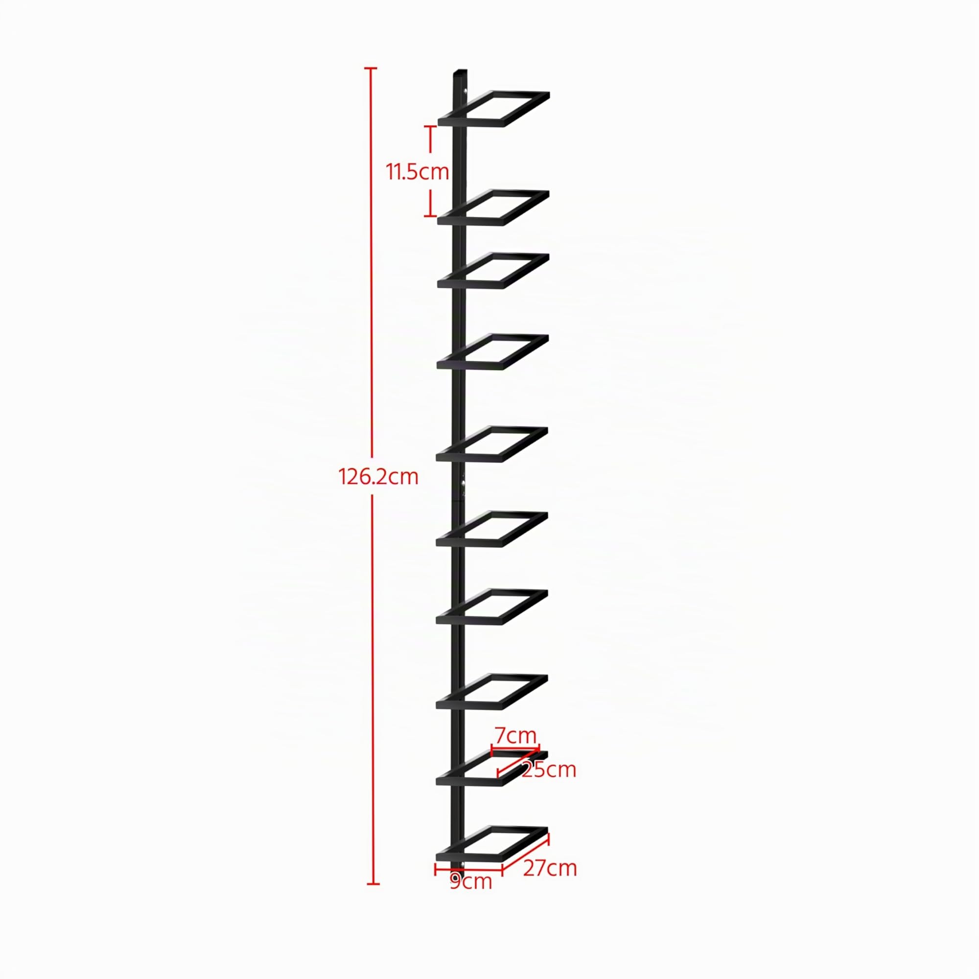 Yaheetech Botellero Vino Pared de 10 Botellas Soporte Metálico Negro 27x10.5x126.5cm