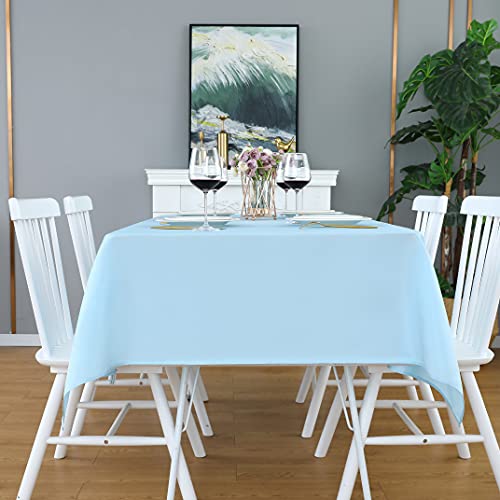 Image of FOLINS&HOME Baby Blue Rectangle Waterproof Tablecloth, 60 x 102 Inch