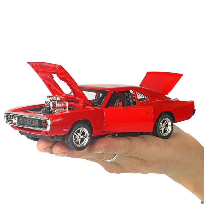 Image of Kids Model 1:32 FF8 Die Cast Metal Car Pull Back Action Opening Doors with Realistic Engine Sound Lights Toy Car Gift for Boys - Red