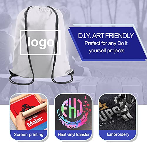 Image of BeeGreen White Drawstring Backpack Bags Bulk 2 Pack String Bags X-Large 22.4 inch L x 17.5 inch W Sports Cinch Sackpack Gym Machine Washable Heavy Duty for Men Women
