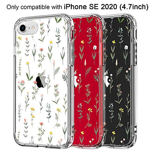 Icedio Iphone Se 2022/Se 2020 Case,Iphone 8/7 Case With Screen Protector,Clear Tpu Cover With Fashion Designs For Girls Women,Protective Phone Case Flower Garden #TOP3