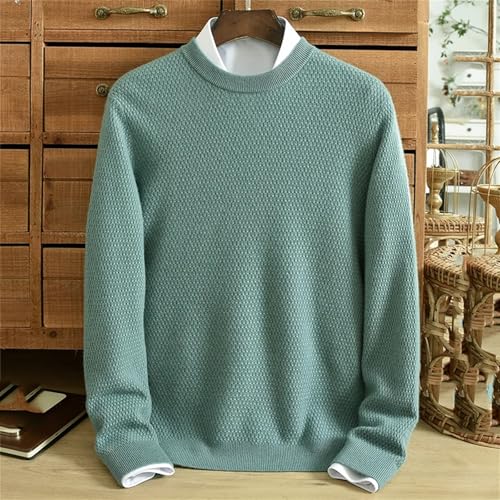 Vogrtcc Men's Crewneck Winter Thickened Cashmere Sweater Youth Solid Color Casual Sweater2