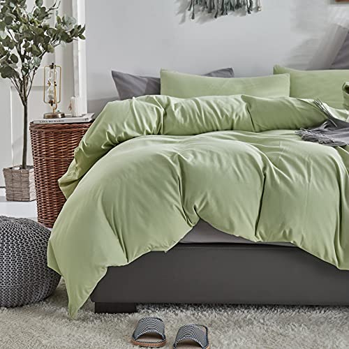 Image of KAREVER Sage Green Comforter Set Full Bedding Set Lightweight Women Soft Durable Light Mint Green Blanket 3 PCs Men Full Size Sage Green Breathable Bed Comforter Set