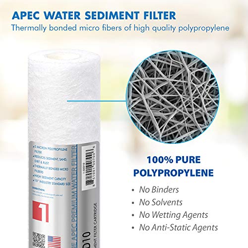 APEC 1-SED10 US MADE 5 Micron 10” x 2.5” Sediment Water Filter For Reverse Osmosis System