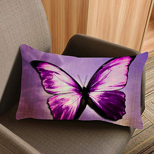 Nicokee Throw Pillow Cover Magical Mystical Purple Butterfly Decorative Pillow Case Home Decor 20X12 Inches Pillowcase #TOP1