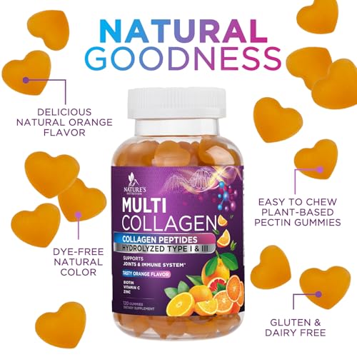 Nature'S Nutrition NNCOLLAGENGUMMIES Collagen Gummies With 2500Mcg Biotin, Vitamin C & Zinc - Hydrolyzed Type 1 & 3 Collagen Peptides Supplement - Support For Hair, Skin, Nails & Joints - Gluten Free thumb #5