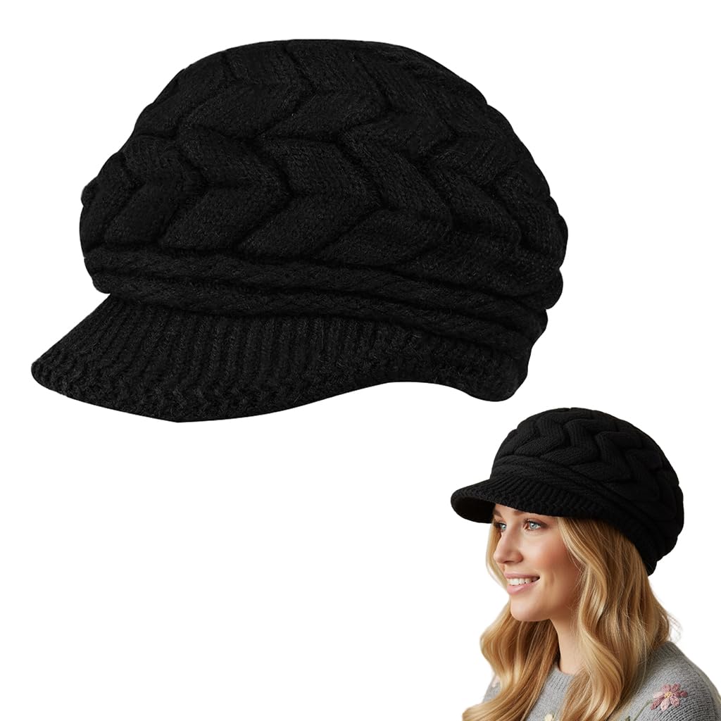 zibuyu Imported Unisex Winter Woolen Cap for Women & Girls, Woolen Knitted Cap for Women Winter Wear- Warm Beanie with Fur Inside, Skullies Bonnet for Men Ladies Black-picture-49