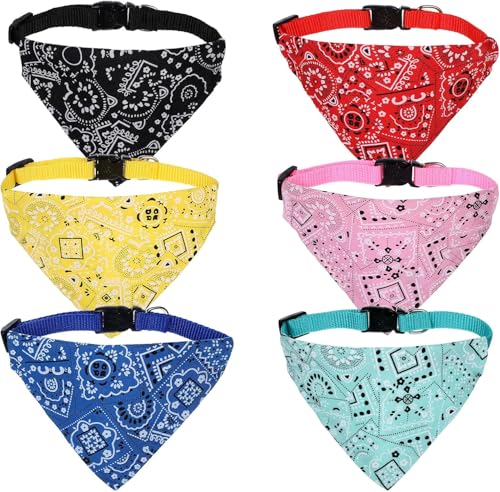 Bandana per Cane – Set 6 Pezzi di Collari per Animali – Colori Vivi, Morbidi, Regolabili – Per Gatti e Cani di Taglia Media e Piccola, 15.35 pollici, con Chiusura Sicura