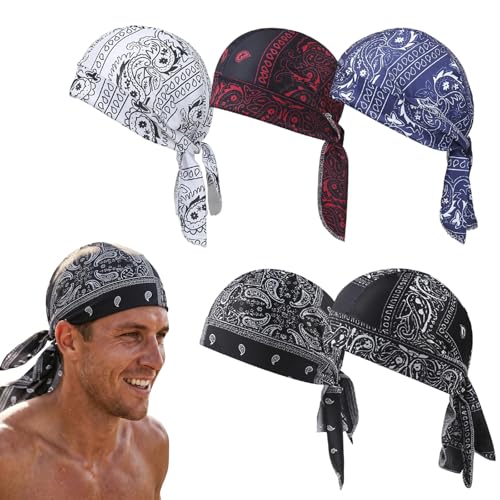 muxou Cooling Headscarf Cap Paisley Bandanas Sweatbands Men Women Breathable Sweat Wicking Helmet Liner Outdoor Cycling Running (5 Stylish Paisley)
