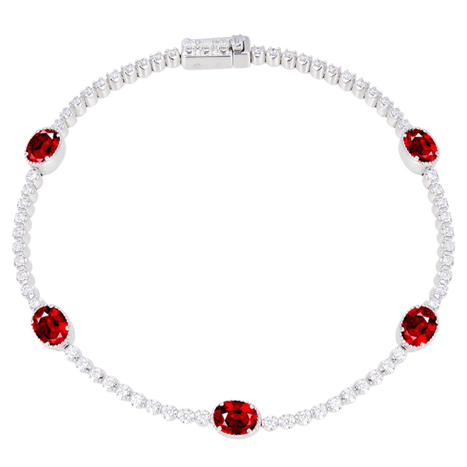 Bransoletka tenisowa dla kobiet białe złoto 9kt/18kt/14kt, rubinowe bransoletki 2ct 6,3 do 19,8 cm długości z diamentem, biżuteria ślubna dla kobiet