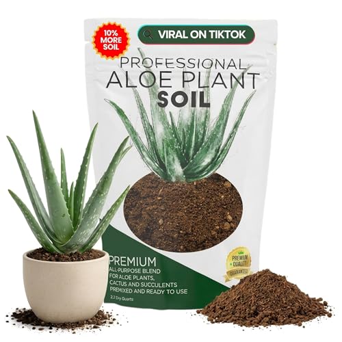 Professional Aloe Plant Soil Mix Large 2.2 Quarts Ready to Use, Premium Potting Soil for Aloe Vera Cactus Succulent Plants, Fast Draining Blend Pinebark Peat Course Sand Indoor Made in USA