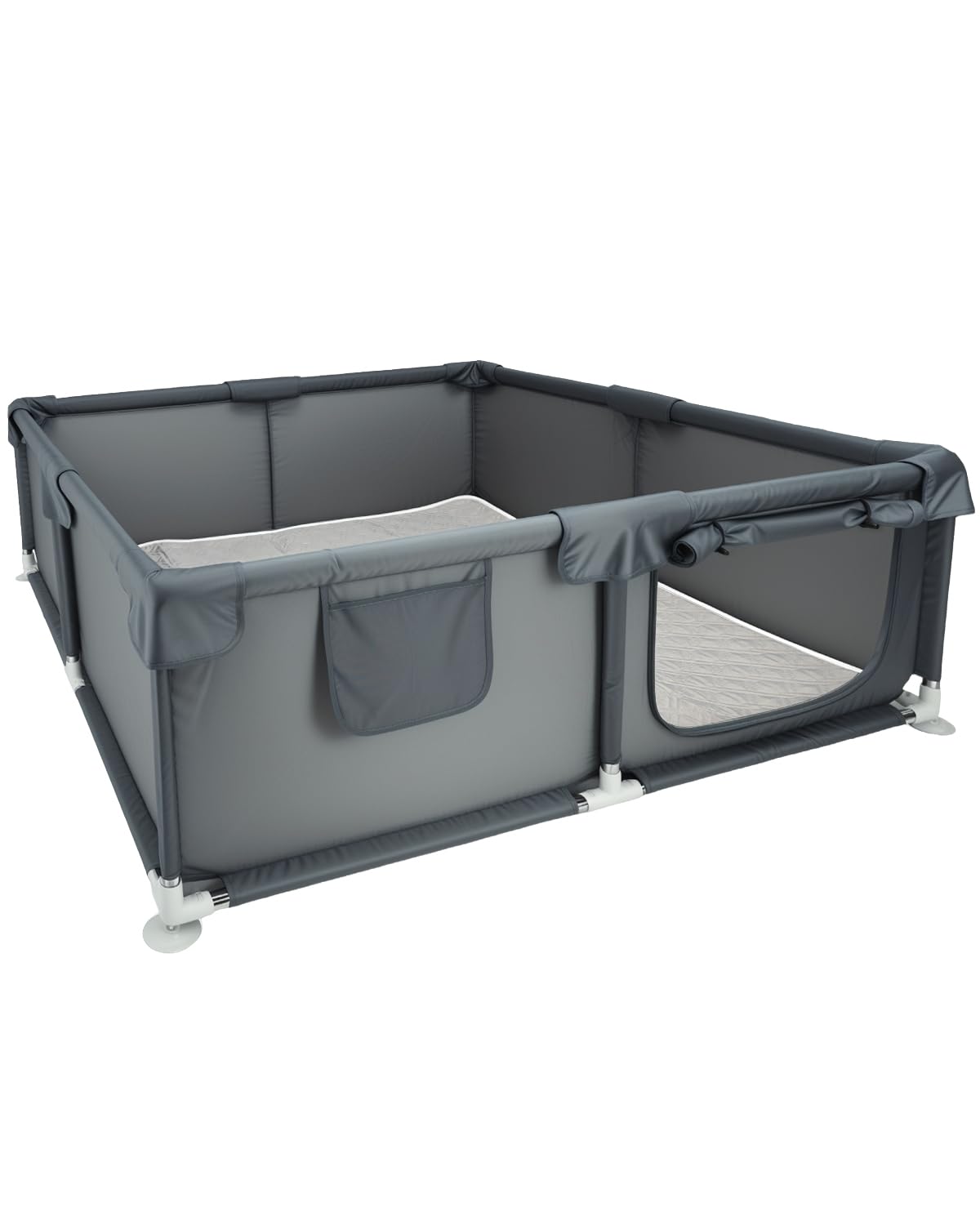 Boîte de naissance pour chiens de petite et moyenne taille - 120 x 120 x 45 cm | Grise, clôture d'activité pour chiots, tissu Oxford avec coussin absorbant pour chiot