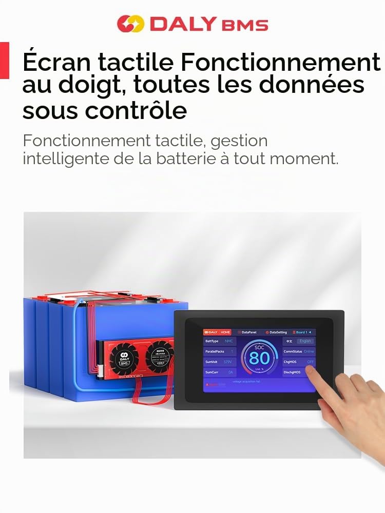 DALY Accessoires BMS intelligents, écran tactile de 4,3 pouces