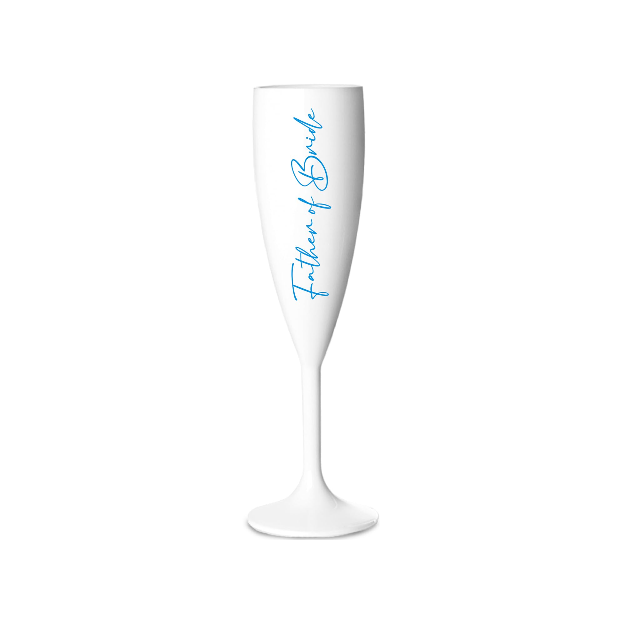 Print Maniacs Champagne Premium White Flute Glass Bride Groom Mr Mrs Wedding Maid Honour Wine Cocktail Prosecco Celebrations Gift (Blue, Father of Bride)
