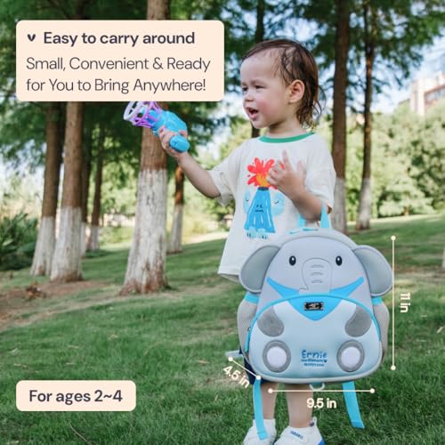 BabbleRoo Toddler Backpack, Kids Backpack - Light & Comfortable, Water Resistant Neoprene, Leash for Toddlers 1-3, Reflective Strips for Visibility, Animal Backpack, Ernie the Elephant3