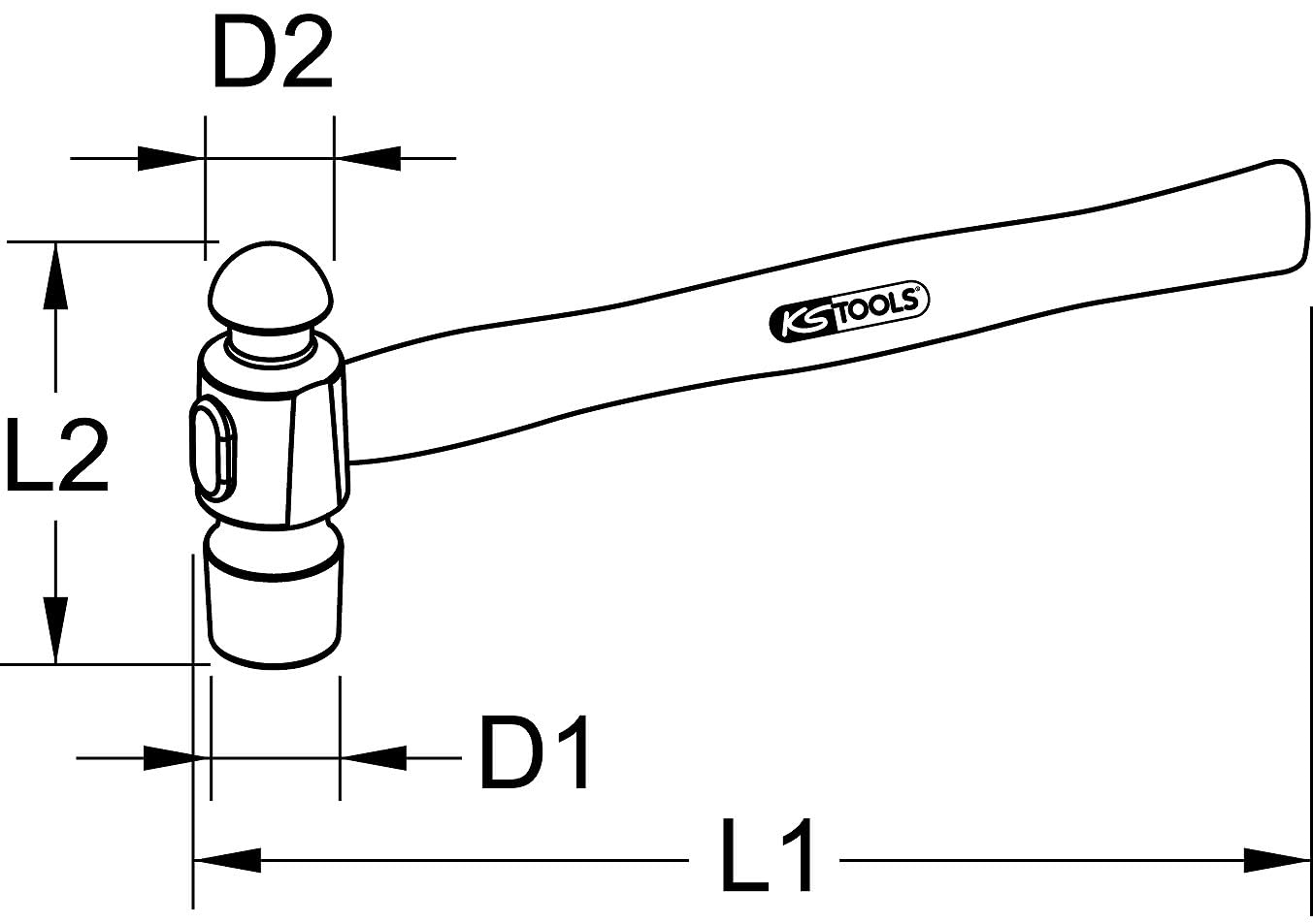 KS Tools 142.1532 Młotek ślusarski, model angielski, 900g