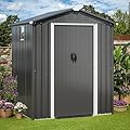 JYQAQA 6x4 FT Outdoor Storage Shed,Waterproof Metal Garden Sheds with Lockable Double Door,Weather Resistant Steel Tool Storage House Shed for Garden,Patio,Lawn, Gray