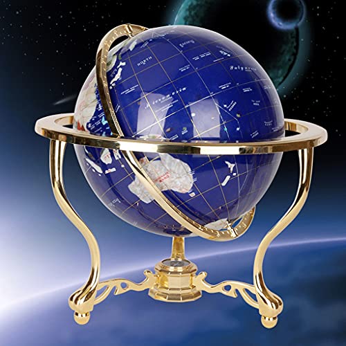 World Globe Natural Gemstone World Globe With Zinc Alloy Stand 17.7" Tall 12.9" Diameter Earth Globe Handmade Large Vintage Geographic Globe Education World Globe (Color : World Globe A) #TOP2