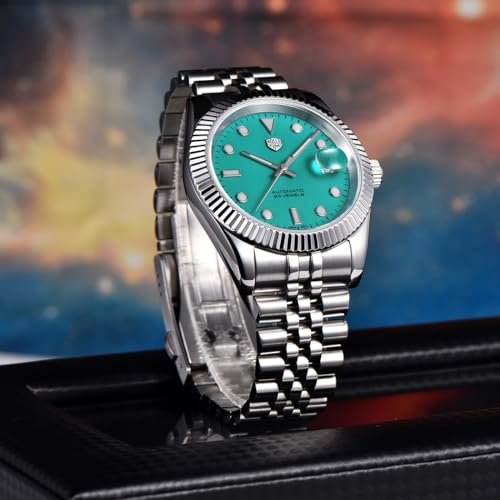 Image of RollsTimi Automatic Men's Watch, NH35A Movement, 40mm Stainless Steel Case Waterproof Wrist Watch for Men Luminous Hands & Day Display, Stylish for Business, Casual & Sports