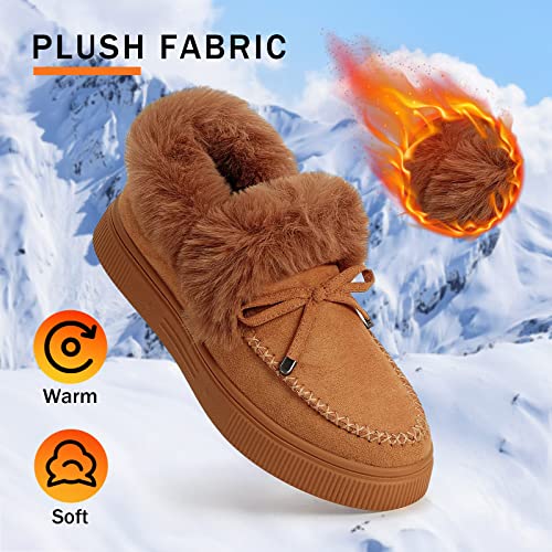 Tinstree Winter Flat Boots Warm Durable Shoes Casual Fashion Fur Lining Ankle Snow Boots Loafer Flats Platform Thick Plush Shoes For Women #TOP1