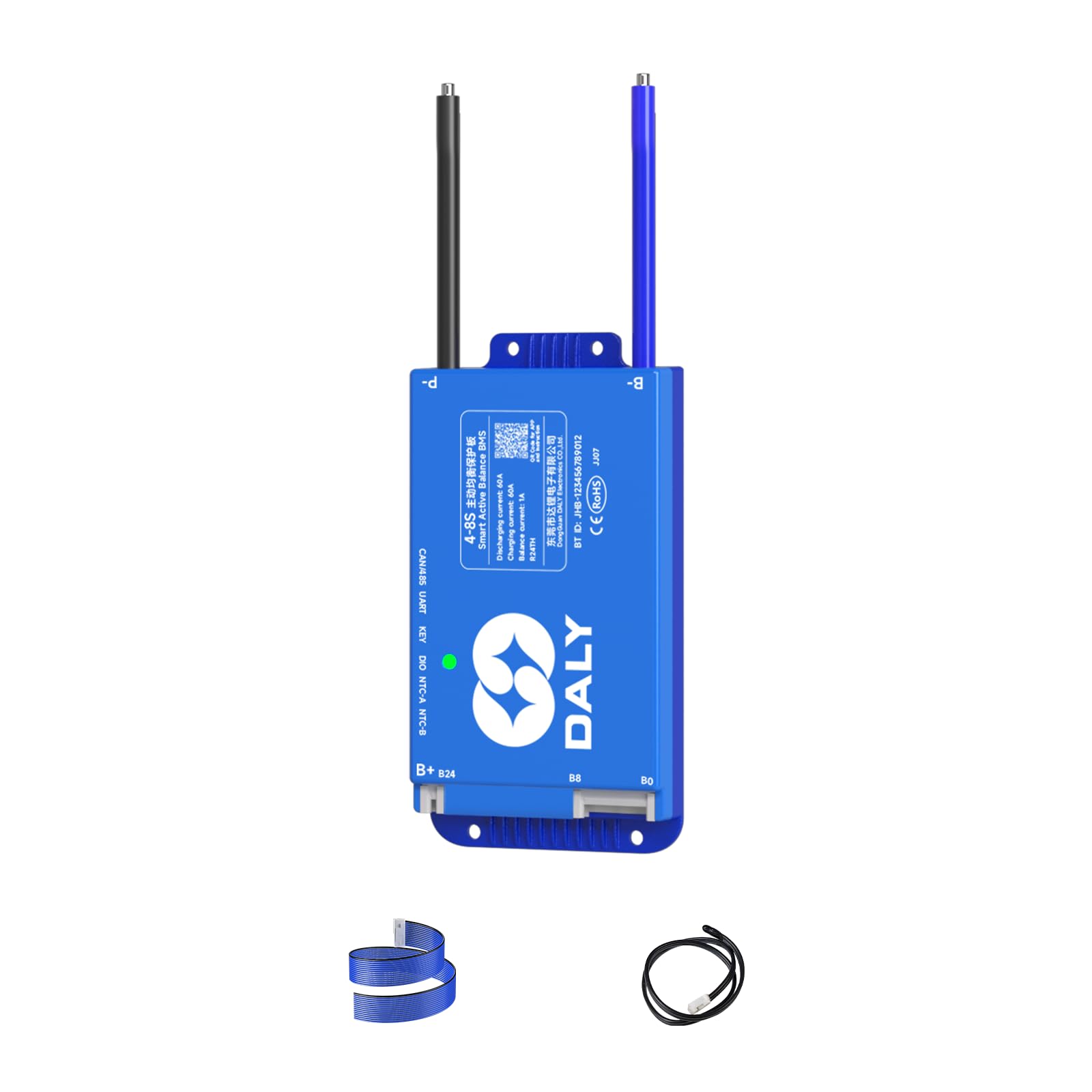 DALY 60A 4S-8S 12V-24V Smart BMS mit 1A Active Balancer und integriertem Bluetooth RS485 CAN für Lithiumbatterie NCM/LFP/LTO Pack