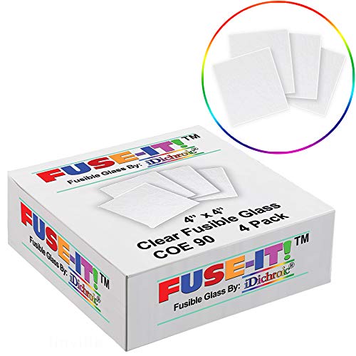 ON SALE, 4" Clear Glass Squares 4 Pack - 90 COE