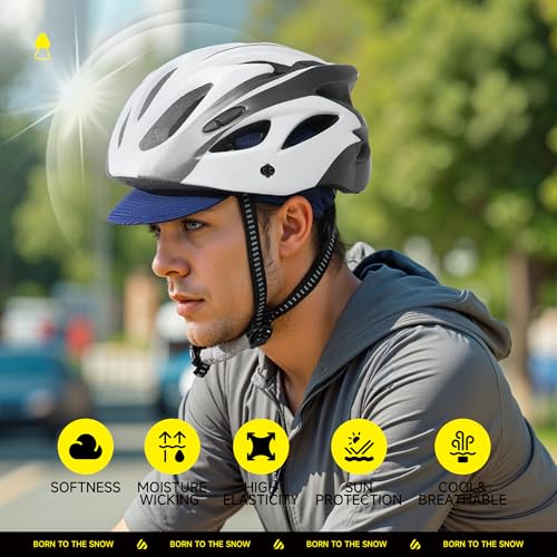 SAITAG Boné de ciclismo, forro de capacete de caveira de bicicleta com viseira solar, chapéu de corr