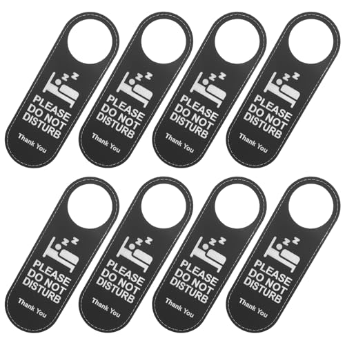 Ciieeo Lot de 8 Panneaux Ne Pas Déranger en Pu Noir pour Bouton de Porte, Design Moderne et Élégant, Inscription Facile à Lire, pour Hôtel et Chambre