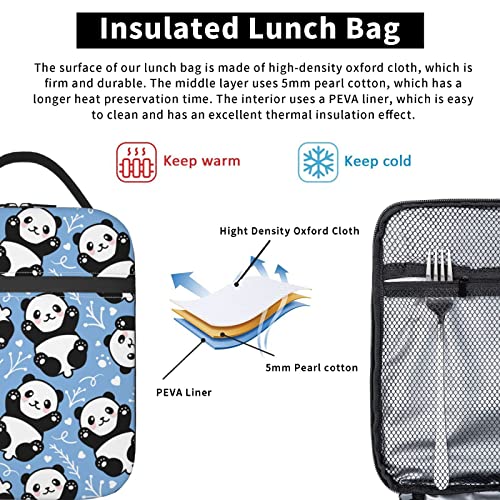 Koniqiwa Cute Panda Lunch Box Insulated Lunch Bag Detachable Handle Lunchbox Thermal Meal Tote Bag For Travel Picnic Office Work Outdoor #TOP4