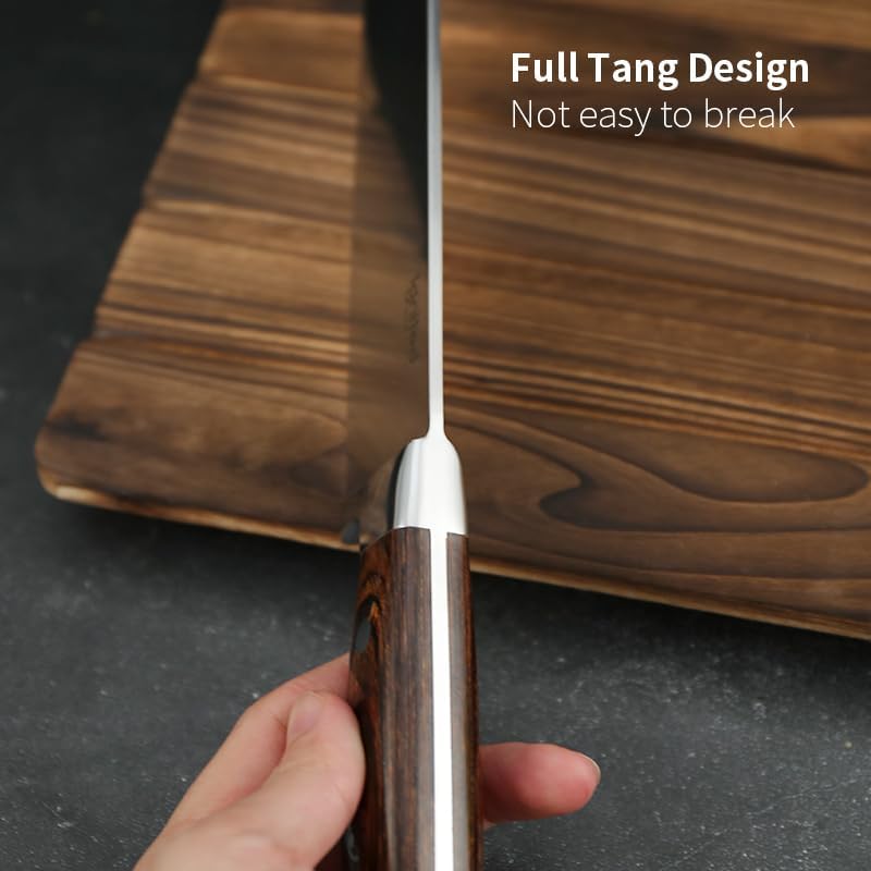 Miniatura 6 de Cuchillo de chef profesional de 8 pulgadas, 1.4116 alemán de acero de alto carbono, cuchillo de chef con mango de madera de Pakkawood, cuchillo de