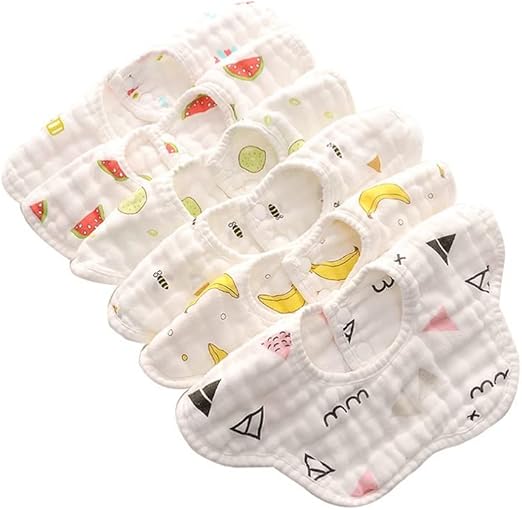 Muslin Bibs, Baby Bandana Drool Bibs for Boys Girls Newborn Infant for Drooling and Teething,100% Organic Cotton