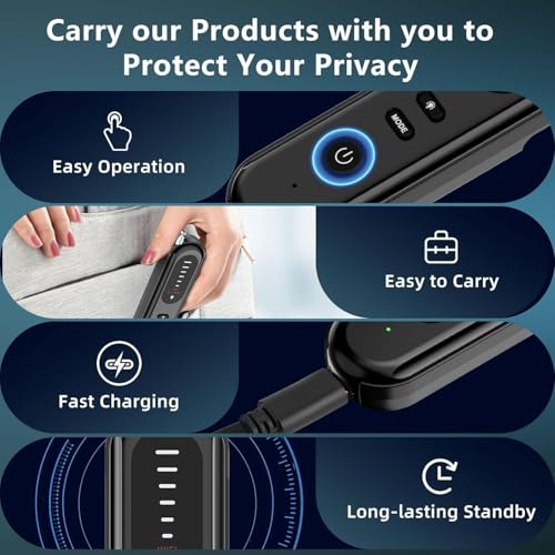Image of FIRAWER Anti Spy RF Signal Detector | Wireless GPS Tracker Finder, Hidden Camera Bug Scanner with Magnetic Field Detection, Laser Detection & Signal Alarm | Portable Privacy Protection Device - 1Pcs