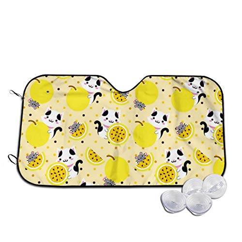 猫 梨 車用サンシェード 車窓日よけ カーシェード UVカット 遮光 断熱 日焼け防止 防紫外線 静電気 取付け簡単 吸盤2個付