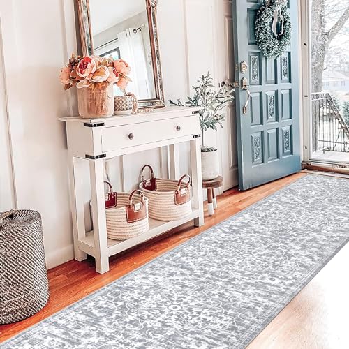 Pauwer Boho Hallway Runner Rug 2'6'' x 14' Washable Entryway Area Rugs Non Slip Farmhouse Vintage Floor Mat Long Carpet Runner for Hallways Laundry Room Kitchen Bathroom Bedroom