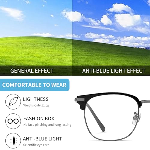 Image of SooGree Blue Light Blocking Glasses Men Women Anti Blu-Ray Clear Gaming Glasses Half Frame UV 400 Anti Eyestrain Computer