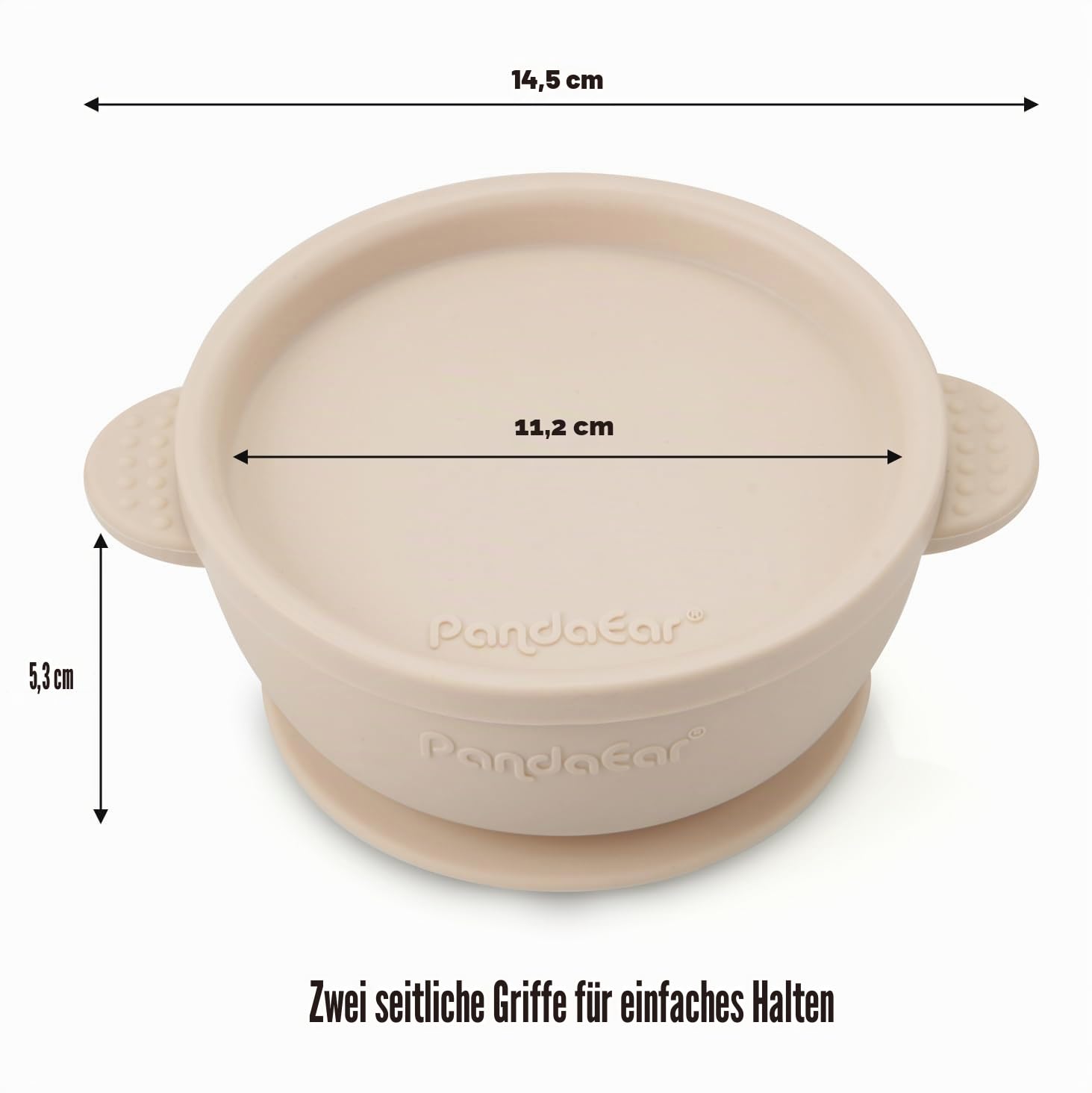 PandaEar 3 Stück Breischale Baby schüssel mit Saugnapf und Deckel für Kinder Kleinkinder Säuglinge - Auslaufsicher Silikon Kinderschüssel Babygeschirr - Weich Sicher BPA-frei - Leinen Braun Beige