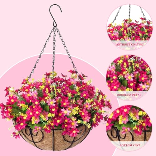 Panier suspendu marguerite artificielle extérieur résistant aux UV - 6