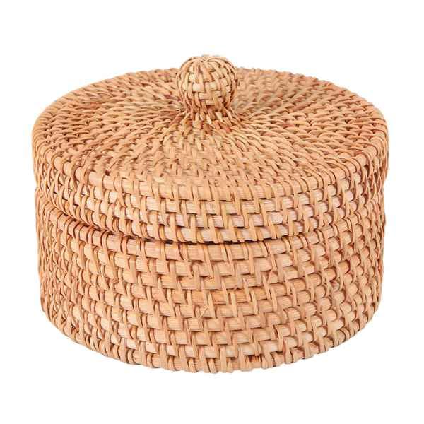 Tagtight Panier Pique-Nique Osier Avec Couvercle - Rangement Bambou, Style Vintage
