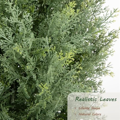 Image of Bellacat 6ft UV Resistant Artificial Topiary Trees Outdoor, 72in Faux Cedar Tree with Full & Realistic Leaves, Fake Cypress Tree for Front Door Proch Patio Deck Balcony Yard Decor