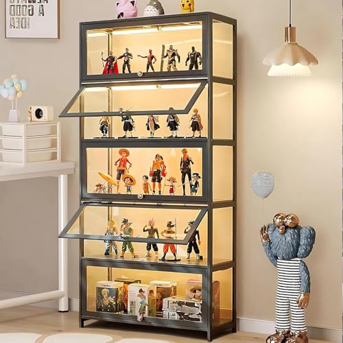 5-stöckige Vitrine Stehend, Curio-SchräNke, Bücherschrank mit Türen, Transparente...
