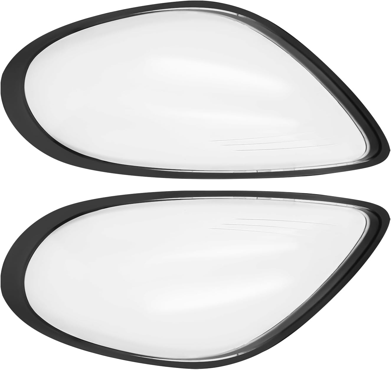 Pair Headlight Lens Cover Compatible with Porsche Boxster/Cayman 981 2014 2015 2016 Front Left & Right Headlight Cover Clear+Black Headlight Headlamp Lens Cover Driver & Passenger Side