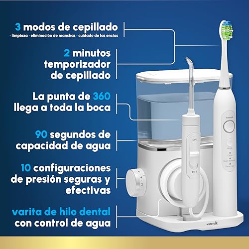 Waterpik Sensonic Complete Care - Juego de hilo dental y cepillo de dientes eléctrico recargable, CC-04, color blanco - imagen 2