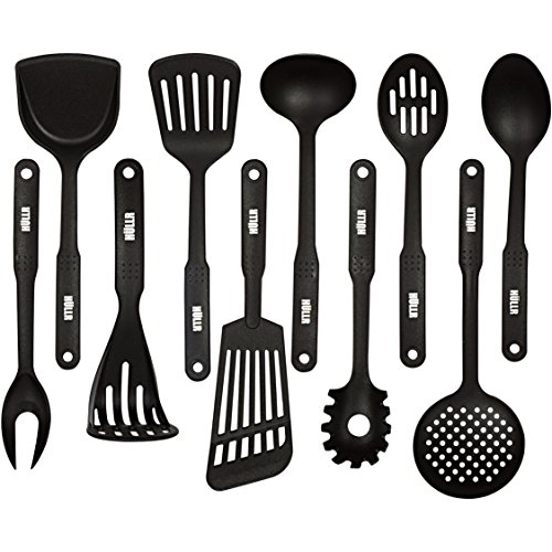 HULLR 10-Piece Nylon Kitchen Utensils Cooking Tool Set - Classic Black