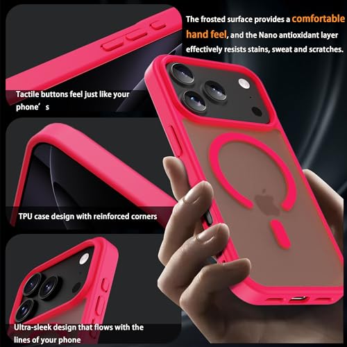 Image of Magnetic for iPhone 17 Pro Phone Case, [Compatible with MagSafe], Screen Protector X1, [Military Grade Drop Protection],Matte Finish,Slim,Shockproof,Protective (Pulm Pink, iPhone 17 Pro)